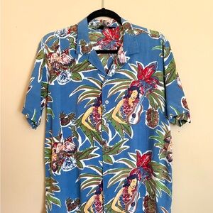 Tropical Blue Ladies Hawaiian Shirt